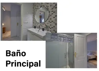 a bathroom with a shower and a sink and a mirror at corazón de jerez edificio de 1861 in Jerez de la Frontera