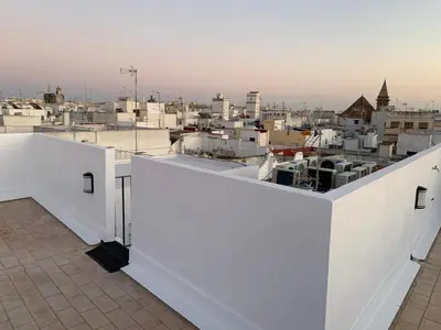 a view of a city from the roof of a building at Atico Terraza Cadiz Centro Ascensor Playa de la Caleta in Cádiz