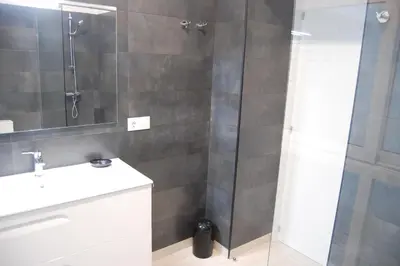 a bathroom with a shower and a sink at Guesting Basílica in Jerez de la Frontera