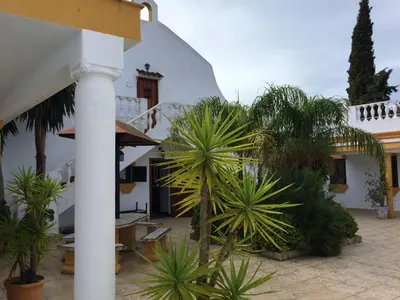 a house with a bunch of plants in front of it at Spacious Villa in Conil de Frontera with Private Pool in Roche
