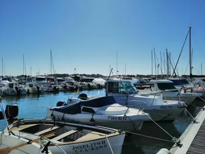 a bunch of boats docked in a harbor at The Farm Tiny House - Tiny Casa in Chiclana de la Frontera