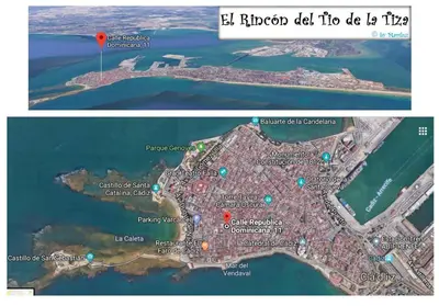 a map of the island of rhodheroda da toba island at El Rincón del Tío de la Tiza in Cádiz