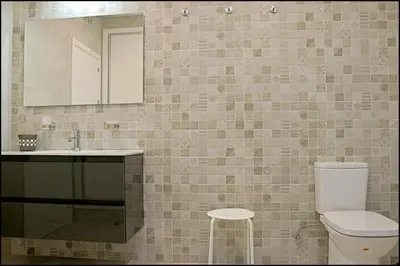 a bathroom with a toilet and a sink and a mirror at Chalet Peñuelas con piscina in Conil de la Frontera