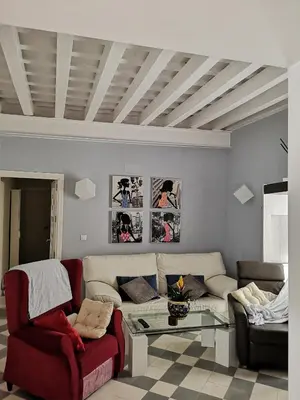 a living room with a couch and a table at APARTAMENTO APODACA in Cádiz