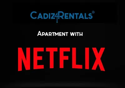 a sign with the words netflix and the words adelaidevertisementsvertisementshibition with at Casa Ros-PLAYA free parking by Cadiz4Rentals in Cádiz