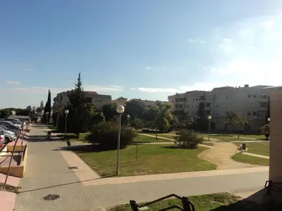 a street with parked cars in a park with buildings at Apartamento Centro Jerez in Jerez de la Frontera