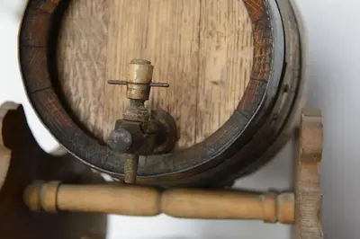 a close up of a wooden wine barrel at Casa Rural Las Cadenas del Cananeo in Arcos de la Frontera