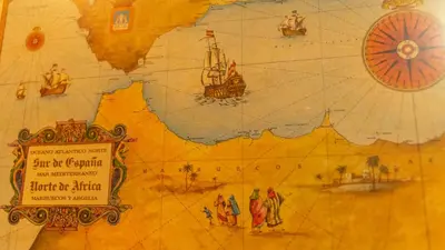 a close up of a map of the world at La casa del mar by Gades Gestión in Cádiz