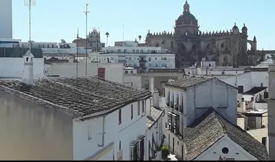 a view of a city with buildings and a cathedral at APARTAMENTO Centro ciudad in Jerez de la Frontera
