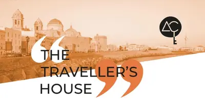 a view of a city with the travellers house logo at Penthouse La plaza en Cádiz Centro Grupo AC Gestion in Cádiz