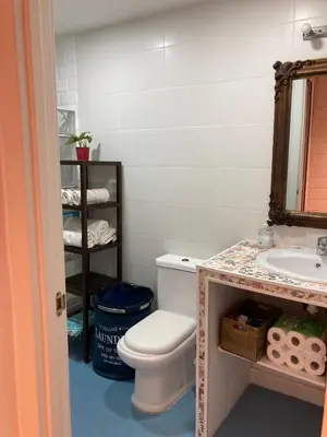 a bathroom with a toilet and a sink at La Herrería de Sagasta in Cádiz