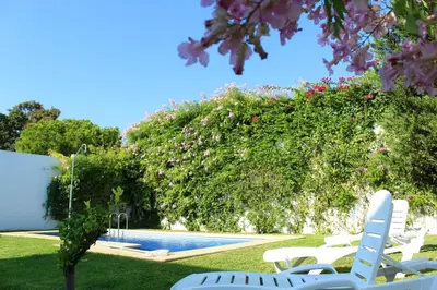 a bathroom with a sink and a shower at Spacious villa in Conil de la Frontera with private pool in Conil de la Frontera