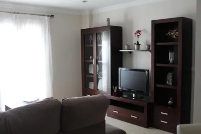 a living room with a couch and a television at APARTAMENTO SAN NICOLAS in Sanlúcar de Barrameda