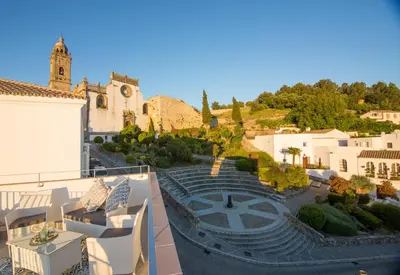 a view from the balcony of a building at Casa La Muralla in Medina Sidonia