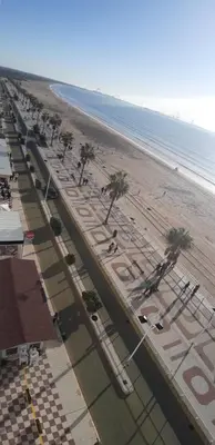 an aerial view of a beach with palm trees at PRIMERA LINEA DE PLAYA EN VALDELAGRANA in El Puerto de Santa María