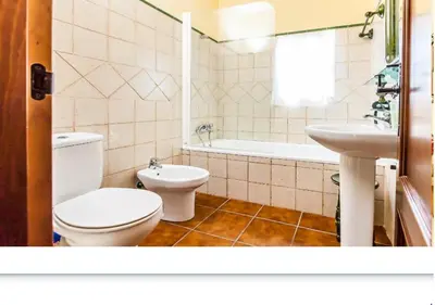 a bathroom with a toilet and a sink at Casa Rural El Romeral in Medina Sidonia