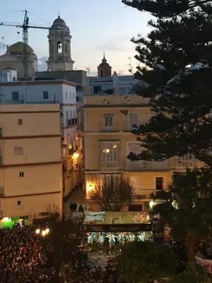 a crowd of people standing in front of a building at Homestay en Plaza Candelaria, Casco Antiguo in Cádiz