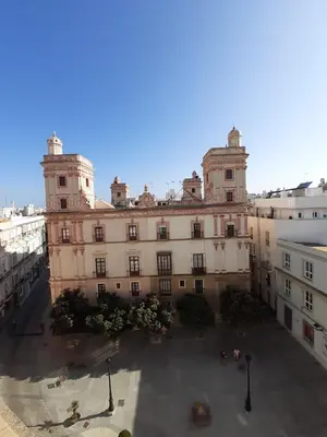 an aerial view of a large building at Ático Baños del Carmen in Cádiz