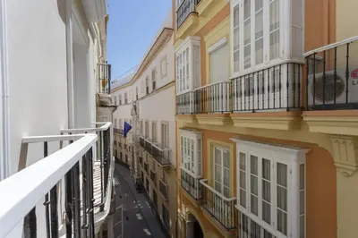 a view of an alley from a balcony of a building at COLON15 Family Home by Cadiz4Rentals in Cádiz