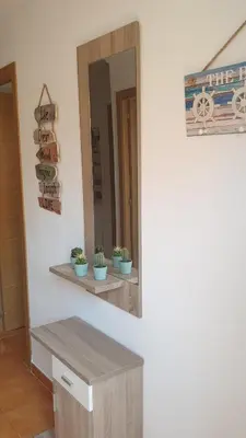 a mirror on a wall with potted plants on it at Apartamento Helena in Rota