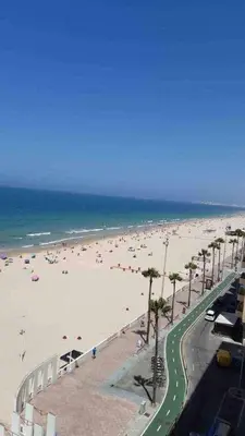 a beach with a lot of people and the ocean at Playa y Sol Grupo AC Gestion in Cádiz