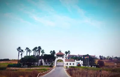 a large white building on the side of a road at El ático de los flamencos, Apartamentos Living Sur in Sanlúcar de Barrameda