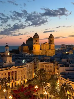 a view of a city at night at Skyline - Penthouse with 50m2 private terrace and stunning views in Cádiz