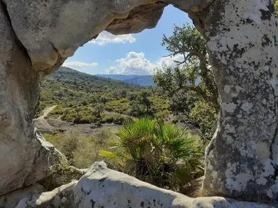 a view from a cave in a rock formation at Los Balcones de Cádiz in Cádiz