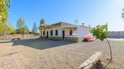 a small yellow and white house with a tree in front at Casa San Nicolas Algar by Ruralidays in Algar