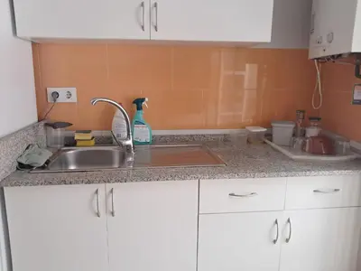 a kitchen counter with a sink and a bottle of soap at La Casona de Rances Grupo AC Gestion in Cádiz