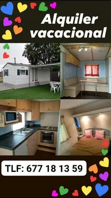 a collage of pictures of a kitchen and a caravan at Residencial Robles in Sanlúcar de Barrameda