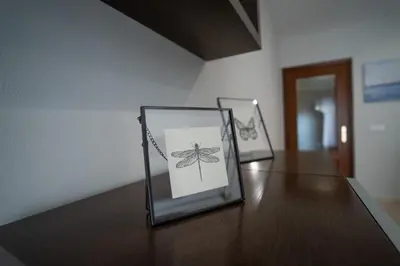 two framed pictures of a bee on a table at Las Palomas 15 in Sanlúcar de Barrameda