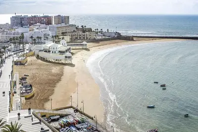 an aerial view of a beach and the ocean at Love & Dream Beach Grupo AC Gestion in Cádiz