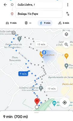 a screenshot of a google maps page with a map at Sherryflat Estudio- Parking, in Jerez de la Frontera