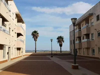 a street with palm trees and the ocean in the background at Piso con parking en el edificio, Rio san pedro, CADIZ in El Trocadero