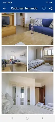 a collage of three pictures of a room at Cañailla in San Fernando