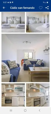 a collage of three pictures of a bedroom and a living room at Cañailla in San Fernando
