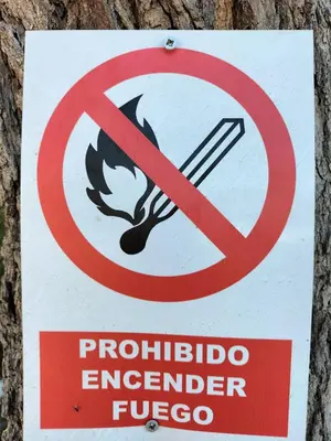 a no smoking sign is posted on a tree at SOLECITO in Chiclana de la Frontera