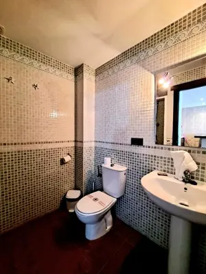 a bathroom with a toilet and a sink at Oasis de Cádiz in Conil de la Frontera