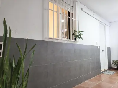 a room with a window and a potted plant at Twins' Home Ponce, Jerez Centro, Cádiz, wifi in Jerez de la Frontera