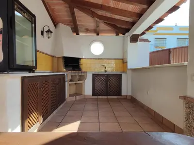 a view from the inside of a building with a balcony at Casa Antonia in Conil de la Frontera