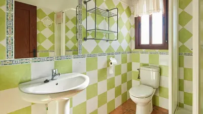 a bathroom with a sink and a toilet at Chalet El Cancelín Conil de la Frontera by Ruralidays in Conil de la Frontera