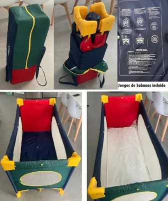 a collage of four pictures of a trampoline bed at Chipiona Santuario de Regla Playa Bajo A in Chipiona