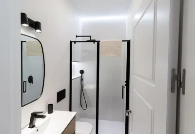 a bathroom with a shower and a sink at Casa Mariana - Luxury Apartment - 4 Personas in Cádiz