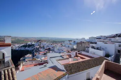 a view of the city from atop a building at Azahara Casa Boutique in Arcos de la Frontera