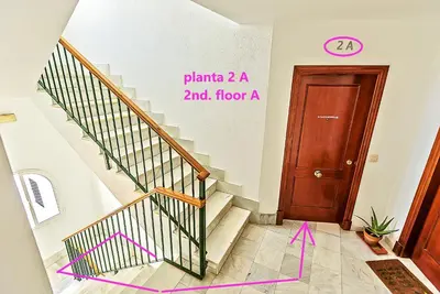 a staircase with a sign that reads plant a and floor at Plaza de Cárcel 3-bedroom Apartment in El Puerto de Santa María