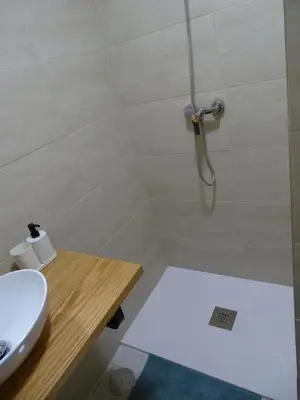a bathroom with a shower with a toilet and a sink at Casasjerezanas Loft Aitana in Jerez de la Frontera