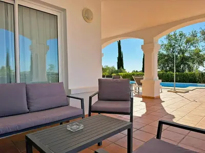 a living room with a couch and chairs and a table at Villa Los Olivos - Ole Solutions in Arcos de la Frontera