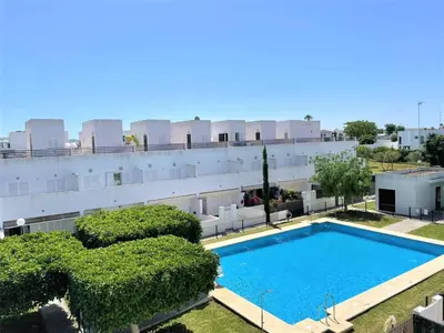 an overhead view of a building with a swimming pool at Villa Libertad in Conil de la Frontera