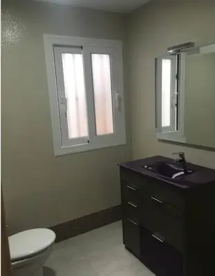 a bathroom with a toilet and a sink and a mirror at Disfrutar de Sanlucar de Barrameda in Sanlúcar de Barrameda